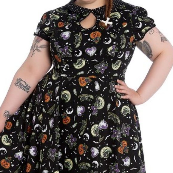 Hell Bunny Dresses & Skirts - Hell Bunny Gothic Halloween Black Cat Salem Witch 50s Dress